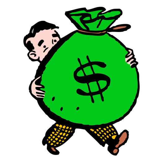 man with green money bag, symbolize man's desire to accumulate wealth